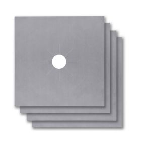 4-Pack Reusable Nonstick Stovetop Burner Protector Liner (Option: SILVER)