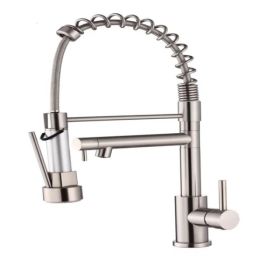 Kitchen Faucet with Pull Down Sprayer, Touch On Single Handle 2- Function Stainless Steel Spring Neck, Single Hole Installation for Residential, (Option: Default Title)