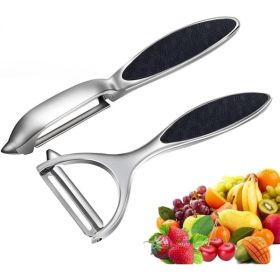 Vegetable Peeler Set, Stainless Steel Multi-Function Potato & Fruit Peelers, Y And I Shape Swivel Blades For Kitchen Use (Option: SILVER)