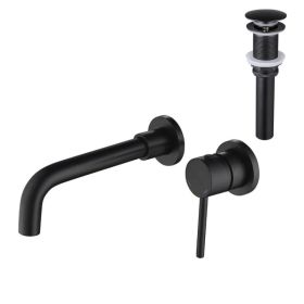Wall Mounted Single Handle Bathroom Sink Faucet with Pop-Up Drain (No Overflow) (Option: Default Title)