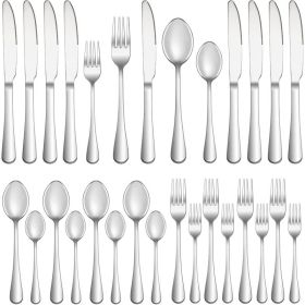 20 Piece Silverware Set For 4, Premium Stainless Steel Flatware, Mirror Polished Forks, Knives & Spoons, Dishwasher Safe (Option: SILVER)