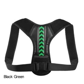 Adjustable Back Shoulder Posture Corrector Belt For Clavicle Spine Support Body Reshape Pain Relief From Neck; Back And Shoulder ( Buy A Size Up (Color: Black Green, size: M(40-80KG))