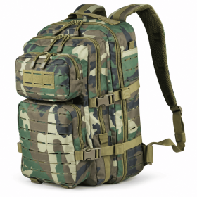 Small Tactical Backpack Assault Pack 40L Military Backpack with Molle for Hiking Hunting Rucksack Trekking (Color: Woodland)